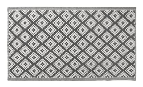 CB Home & Style Outdoor Teppich Raute Indoor Camping Terasse Balkon (120 x 180 cm, Rautegrau-Creme)