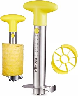 Pineapple Cutter and Corer, Pineapple Corer and Slicer Tool,[Reinforced sharp blades & Heavy duty & Durable], Yhtawoo Best Pineapple Peeler, Stainless Steel Decorer Fruit Knife, Easy Core Remover