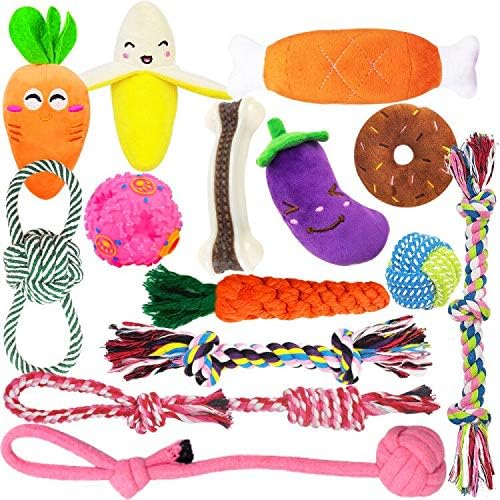 MLCINI Puppy Toys Dog Toys Puppy Toys for Small Dogs Small Dog Toys Puppy Chew Toys Plush Dog Squeaky Toys Dog Rope Toy IQ Treat Ball…