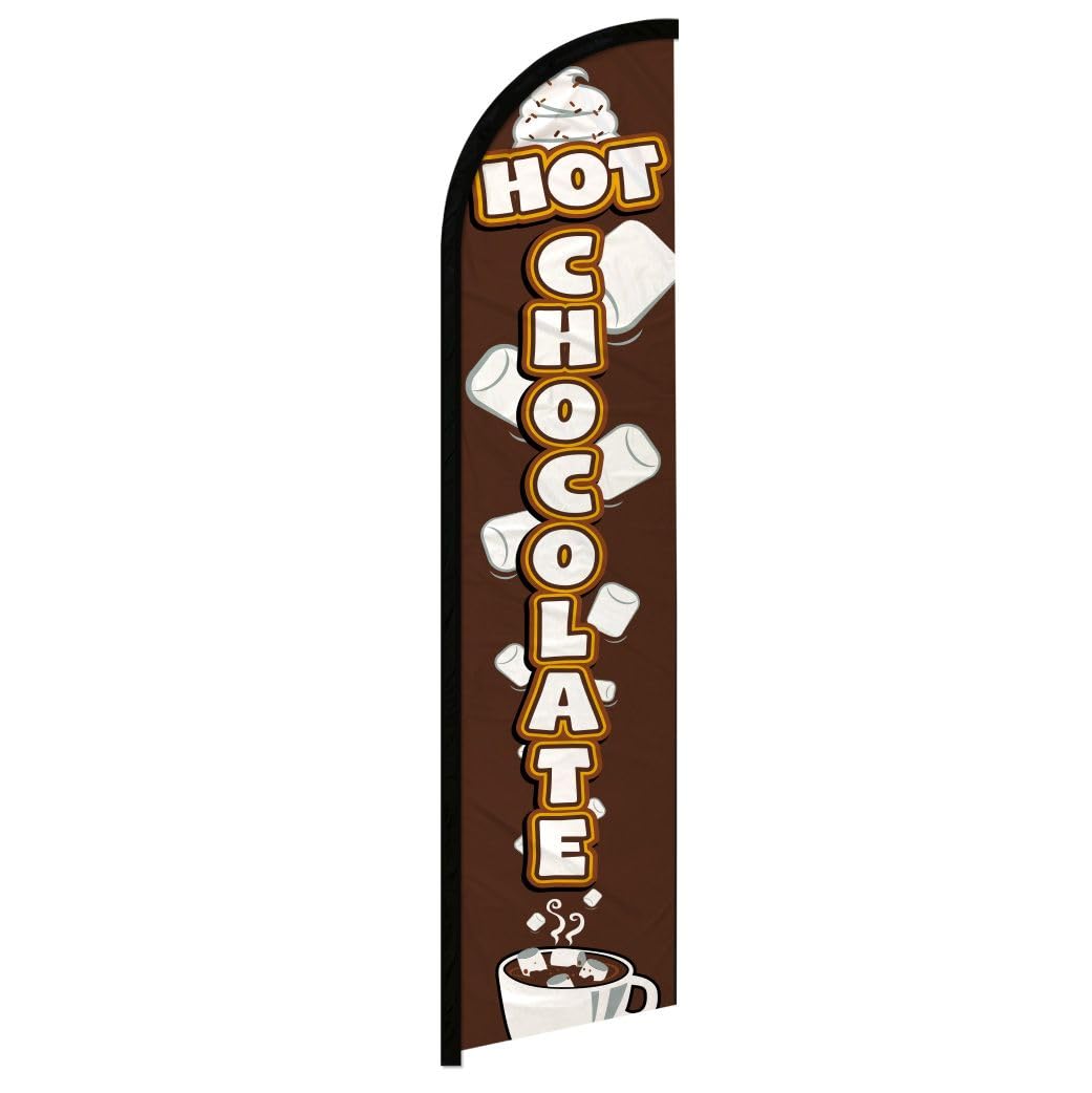 Hot Chocolate Windless Banner Flag - Great for Restaurants, Food Trucks, Fair, Carnival Events and Businesses