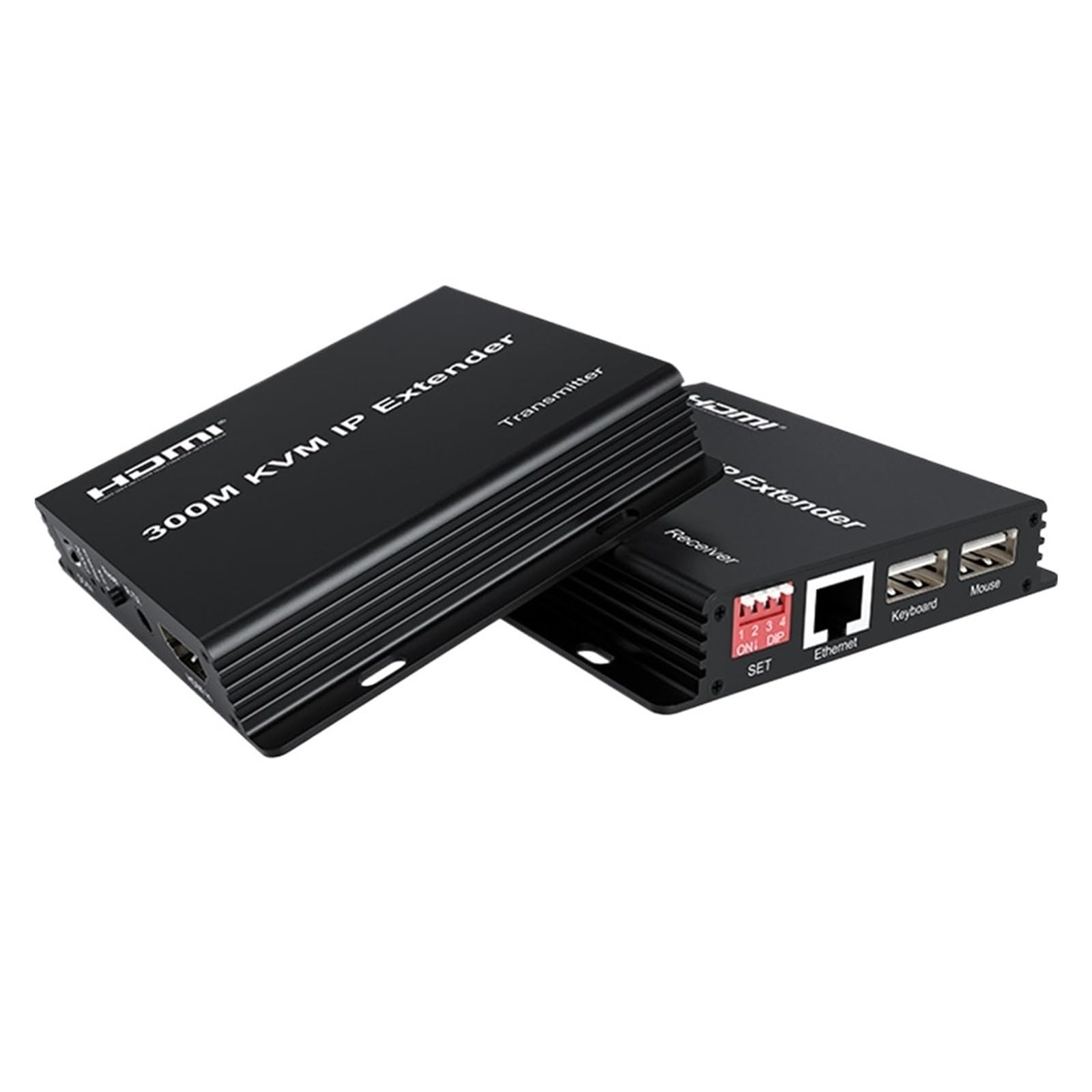 300M HDMI KVM IP Extender 1080P 60Hz KVM Over IP Support Network Switch up to 300M Cat5e/6 to HDMI Receiver Keyboard Mouse(with US Plug)-image-20