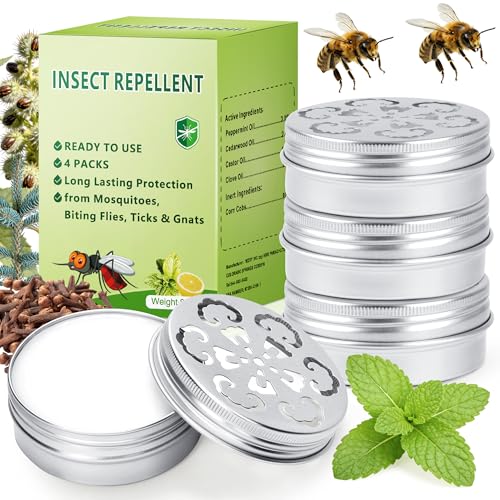 4 Pack Natural Wasp and Bee Repellent Outdoor Peppermint Oil Carpenter Bee Repellent for Yellow Jackets Hornets Mud Wasps Deterrent for Indoor Outdoor Patio Garden Porch Pet and Human Safe