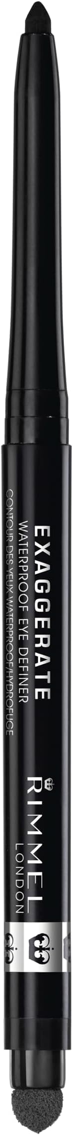 London Exaggerate Waterproof Eye Definer Eyeliner, Highly Pigmented, Long-Wearing, Built-In Smudger, 262, Blackest Black, 0.01oz