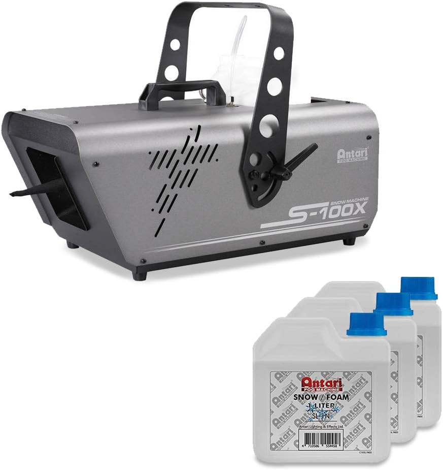 Snow Machine (S-100X), generates a magical Snow Effect, compact and robust body, home and professional use, events, parties and stage effects, Made in Taiwan - Machine + 3 Liters Liquid