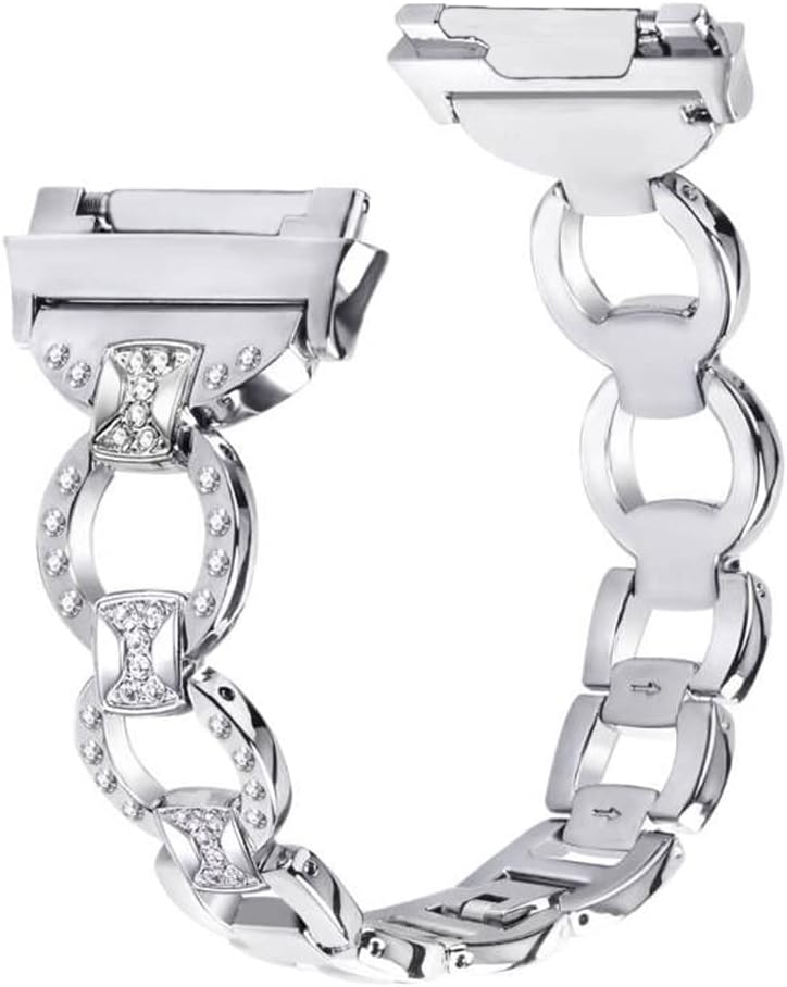 AISPORTS Compatible for Fitbit Ionic Strap for Women, Fitbit Ionic Strap Stainless Steel Sparkle Bling Glitter Diamond Rhinestone Metal Bracelet Wristband Replacement Strap for Fitbit Ionic Smartwatch