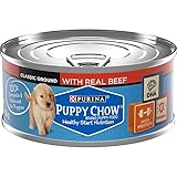 Puppy Chow Purina Healthy Start Nutrition Wet Puppy Food, Classic Ground Made with Real Beef, High Protein & Soft Texture Puppy Food, 5.5 OZ. (Pack of 24)