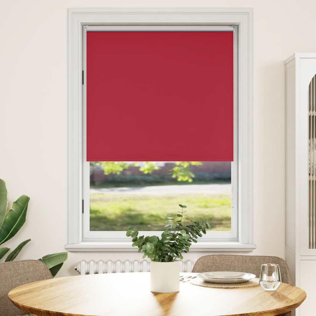 Tenda avvolgibile opaca, 124,4 x 175 cm, tessuto rosso | Rivestimento riflettente argentato, blocco totale della luce, montaggio a parete o soffitto, catena laterale sinistra o