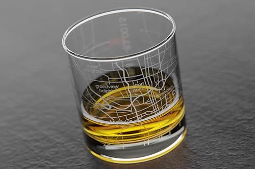 Vista 147 de Well Told Vaso grabado de Washington DC Map Rocks, vidrio de whisky antiguo (11 onzas, transparente), regalo para los amantes del whisky 147-Claro