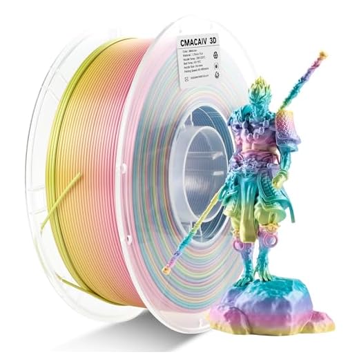 US Raw Materials 3D Printer Filament PLA, Shiny Mini Color Filament, Color Change by Length PLA, Fit Most FDM 3D Printers, Matte Finish 1KG/ 2.2lbs Spool, Rainbow Blaze
