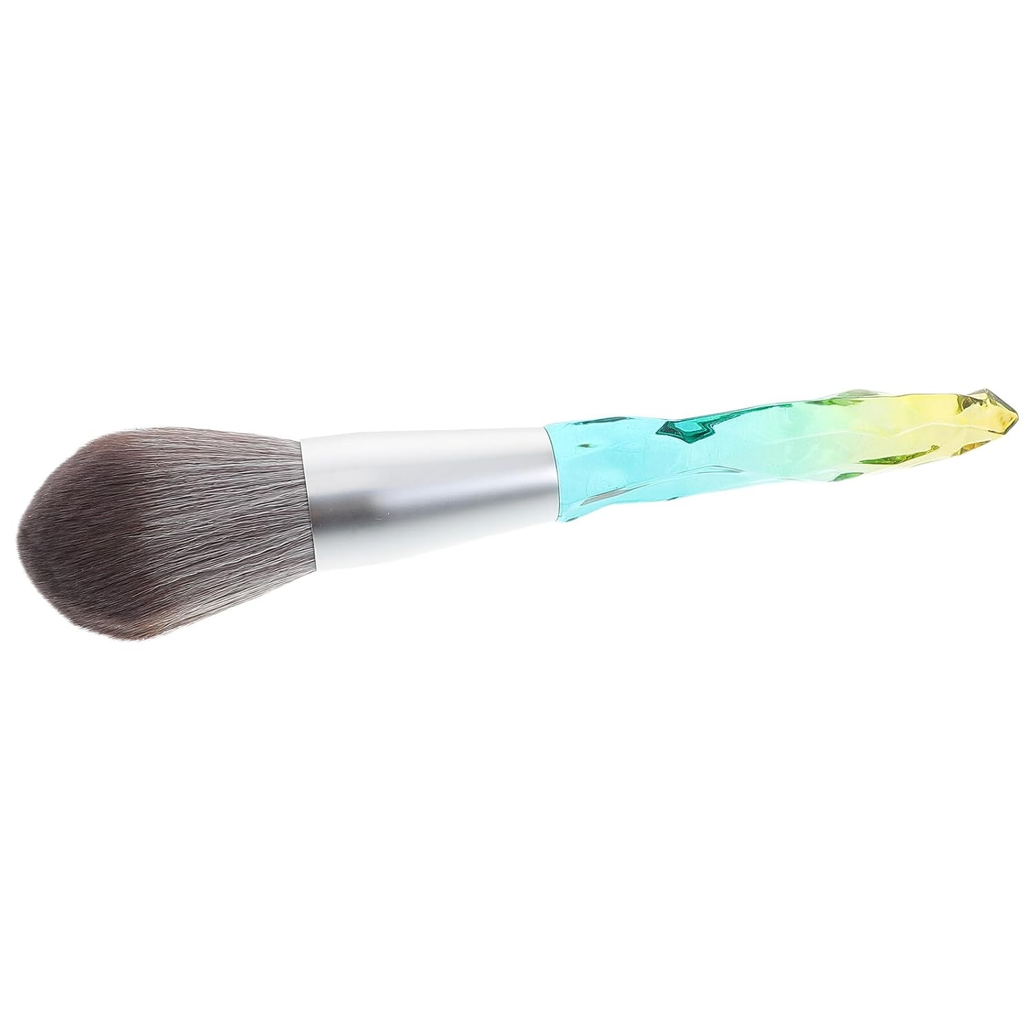 Zerodeko Crystal Foundation and Blush Makeup Brush, Acrylic Handle with Ice Ridge Design, Soft Fluffy Bristles for Powder and Cream Blush, Portable Face Brush for Travel and Daily Use