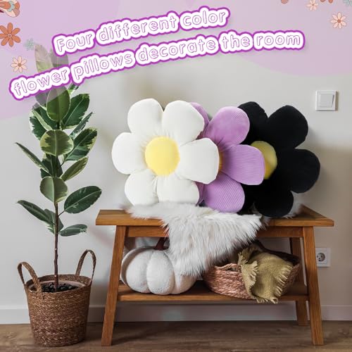 image for Reginary 4 Pcs Flower Floor Pillows Cute Plush Flower Throw Pillows Da