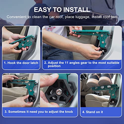 Ristow Upgraded Car Door Step Extended Roof Rack Stand Pedal Foldable Ladder Max Load 400 Lbs With Storage Bag And Cleaning Cloth Universal Fit For Most Car, Suv, Truck #TOP3