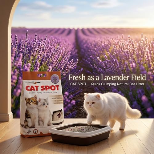 Image of CatSpot Lavender Flower Scented Cat Litter - 5kg | Ultra Absorbent, Quick Clumping, Odor Control, Dust-Free Formula for Cats (Pack of 2)