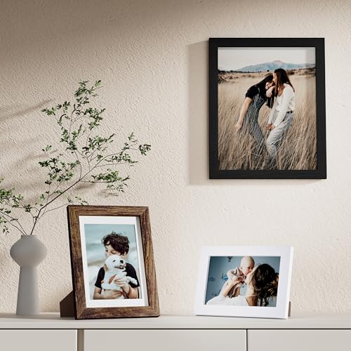 Image of Vittanly Picture Frames Set of 10, Picture Frames Collage Wall Decor with Two 8x10, Four 5x7, and Four 4x6 Photo Frames, Gallery Wall Frame Set for Wall or Tabletop Display, Black, Brown and White