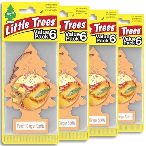 Image of LITTLE TREES Car Air Freshener | Hanging Tree Provides Long Lasting Scent for Auto and Home | 24 Air Fresheners |Peach Ginger Spritz