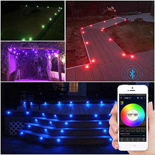 Fvtled Bluetooth Control Recessed Deck Lighting Set, 30Pcs Φ1.22 Low Voltage Rgb Step Lights App & Remote Control In-Ground Lighting Waterproof Outdoor Yard Path Stair #TOP5