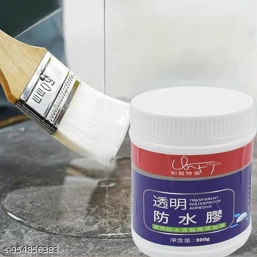 Image of Crack Seal Glue - 300gm with Brush Transparent Waterproof Glue for Roof Leakage Crack Seal Agent Roof Water Leakage Solution Water Proof Glue, Waterproofing for Pipe Wall Tiles - 300gm KT 151