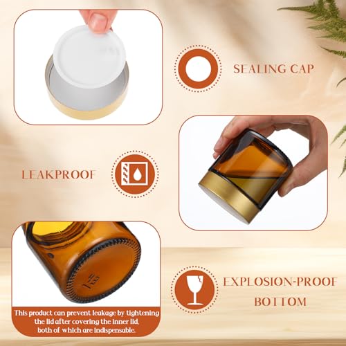 Image of Norme 24 Pcs 4 oz Glass Jars with Lids Cosmetic Jars, Amber, Gold