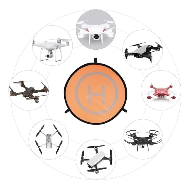 Foto 3 de 4 de OBEST Drone Landing Pad, 75 cm portátil, plegable, luz nocturna fluorescente de doble cara