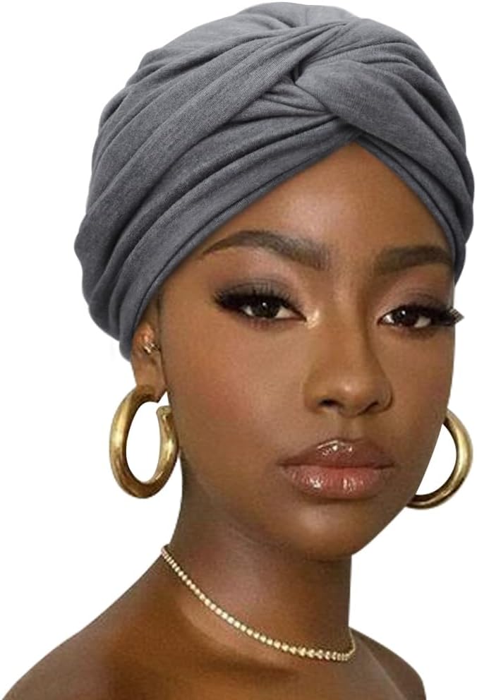 DRESHOW African Turban for Women Knotted Hairwraps for Sleeping Turban Headwraps Head Warmer Scarf for Black Women Chemo Cap