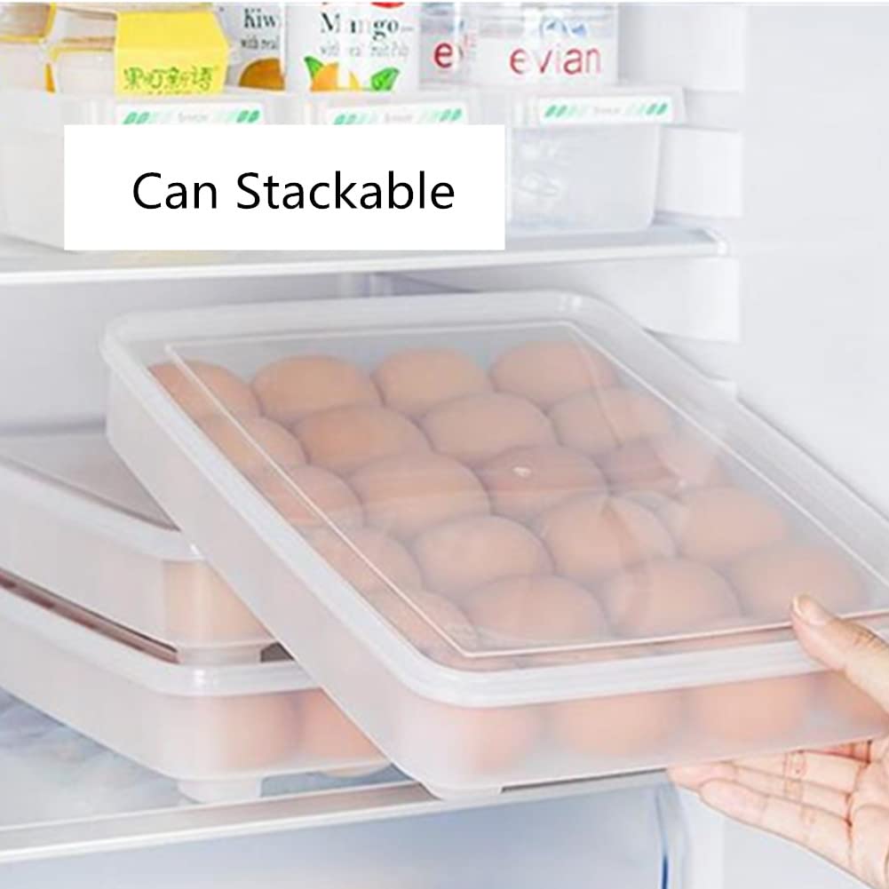 Soporte para huevos para refrigerador con tapa, caja de almacenamiento de 24 bandejas para refrigerador, dispensador apilable de plástico transparente para mantener fresco 6