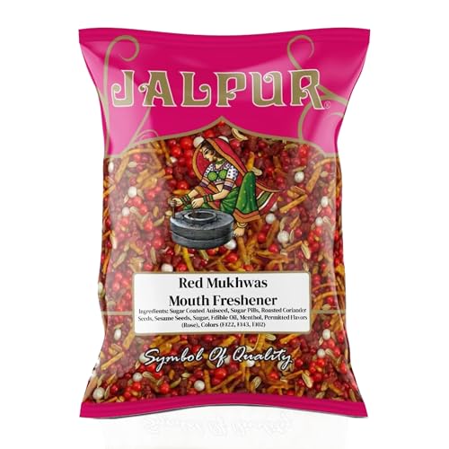JALPUR MILLERS Red Mukhwas 200g – Traditional Indian Mouth Freshener, Sweet & Crunchy Digestive Mix with Fennel, Anise & Seeds – Ideal After-Meal Snack, Natural and Authentic Flavour, Premium Quality