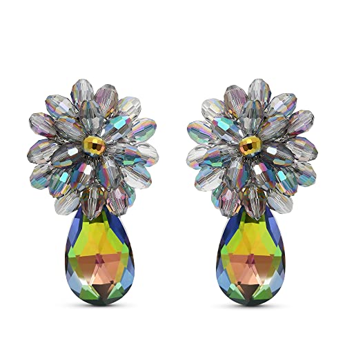Boucles d'oreilles à clip fleur en cristal le cadeau artisanal idéal
