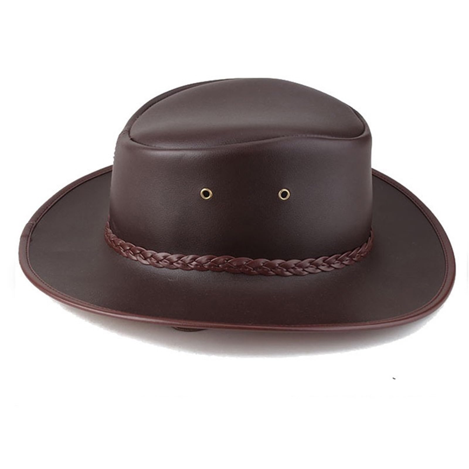 Cappello da Cowboy Cappello da Cowboy da Uomo in Ecopelle Gentiluomo Jazz Berretto Vintage Autunno Inverno per Feste Ed Eventi All'Aperto(Black)