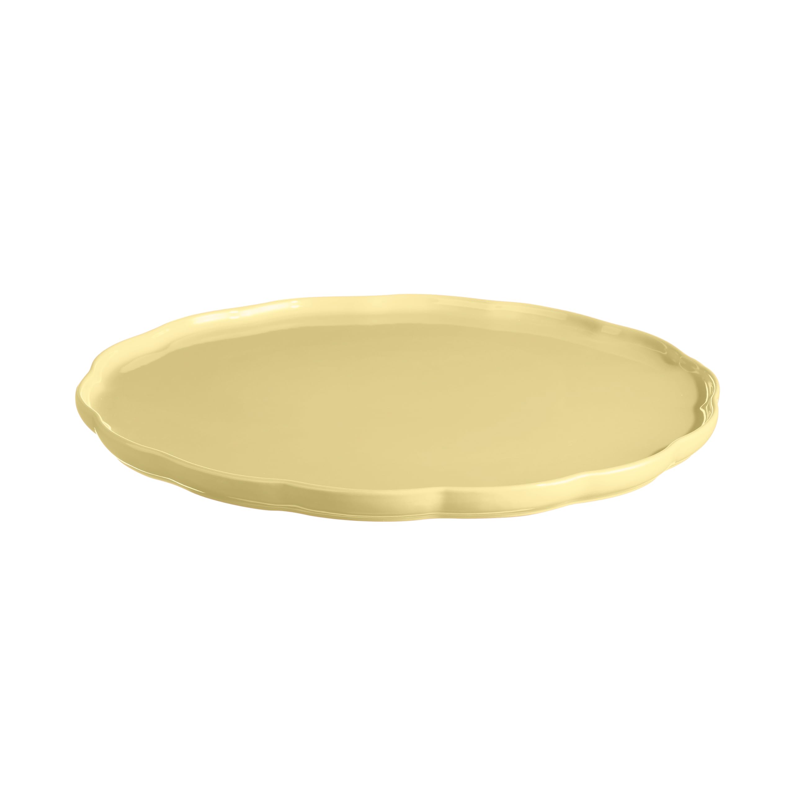Emile Henry Assiette de Service Ronde Madeleine – Céramique Haute Résistance – Présentation Élégante du Four à la Table – Coloris Jaune Vanille – Fabriqué en France