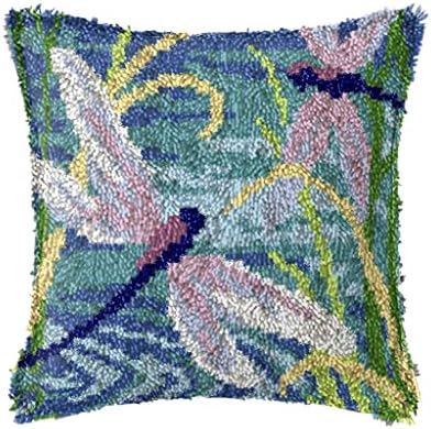 ZUHK DIY Latch Hook Kits,3D Pillow Materials Package Latch Hook Embroidery Kits Cross Stitch Sofa Cushion Cover with Latch Hook Tool fit for Kids and Adults,43x43 cm (Flower B)