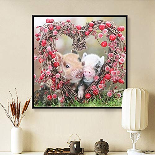 Diamond Painting Kits For Adults, 5D Round Full Drill Art Perfect For Relaxation And Home Decor Heart Pigs 11.8X11.8Inches #TOP3
