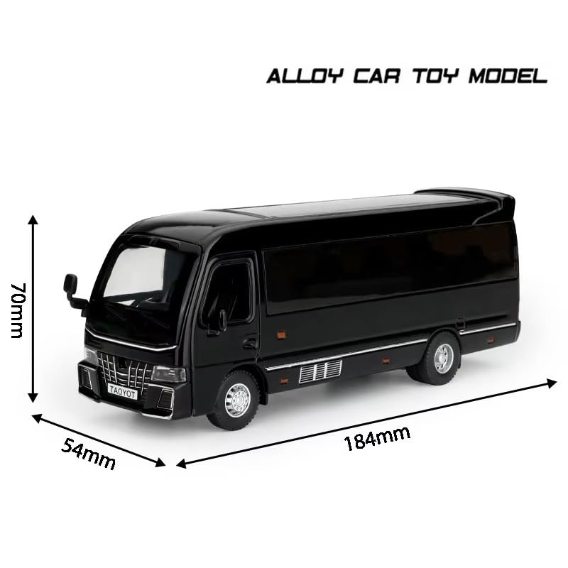 Image of 1.32 Scale Toyo ta Coaster Bus Exclusive Alloy Metal Pull Back Die-cast Model with Sound Light Mini Auto Toy for Kids Metal Model Toy with Sound and Light. (1.32 Scale -Black)