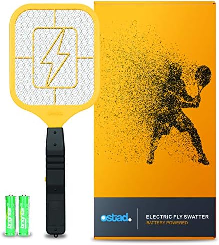 Ostad Bug Zapper Electric Fly Swatter Racket - Powerful Handheld Indoor Outdoor Pest Control Bug Zapper Killer - Fly Mosquito Zapper, Bee, Wasp, Flying Insect Killer 3500 Volt - AA Batteries Included