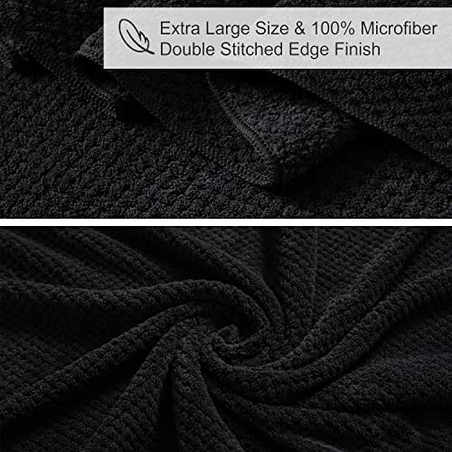 8-Piece Black Bath Towels Set,2 Oversized Large Bath Towels Sheet,2 Hand Towels And 4 Washcloths - 600 Gsm Soft Luxury Towel Set,Highly Absorbent Quick Dry Towel Collection For Bathroom,Hotel And Spa #TOP6