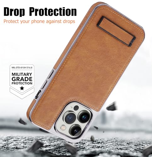 Coque iPhone 16 Pro Max marron avec béquille pour visionnage