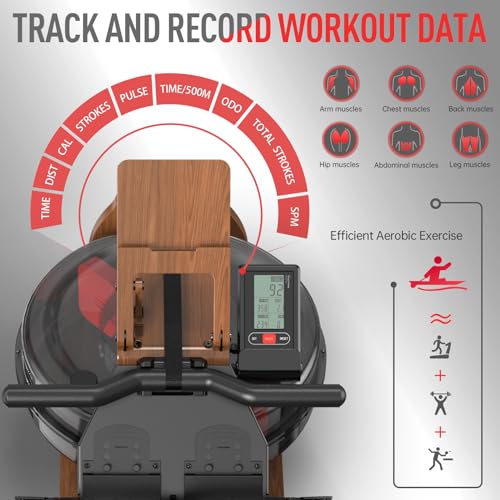 Image of JOROTO Water Rowing Machines for Home, Foldable Rowing Machine with 400LBS Weight Capacity, Dedicated Monitor & Bluetooth APP, Large Water Tank & Comfortable Seat for Immersive Water Rower