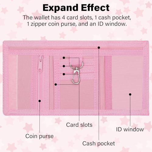 Image of Kids Wallet for Boys Girls, Trifold RFID Wallet with Key Chain and Zipper Pocket for Kids 4-18 Novelty Birthday Gifts, Coin Pouch Purse for Children Teens Outdoor Sports-Rainbow