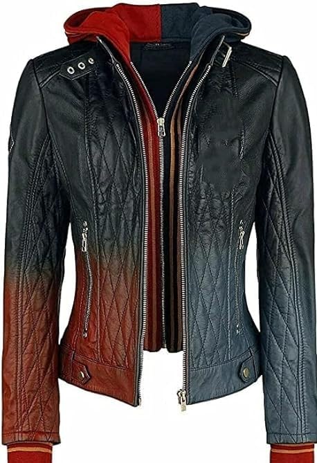 Women's Harley Daddy's Monster Suicide Squad Birds Of Prey Duel Tone Gradient Quinn Leather Quilted Jacket