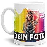 Tasse selbst individuell gestalten/Personalisierbar mit eigenem Foto Bedrucken/Fototasse/Motivtasse/Werbetasse/Firmentasse mit Logo/Weiss - Matt