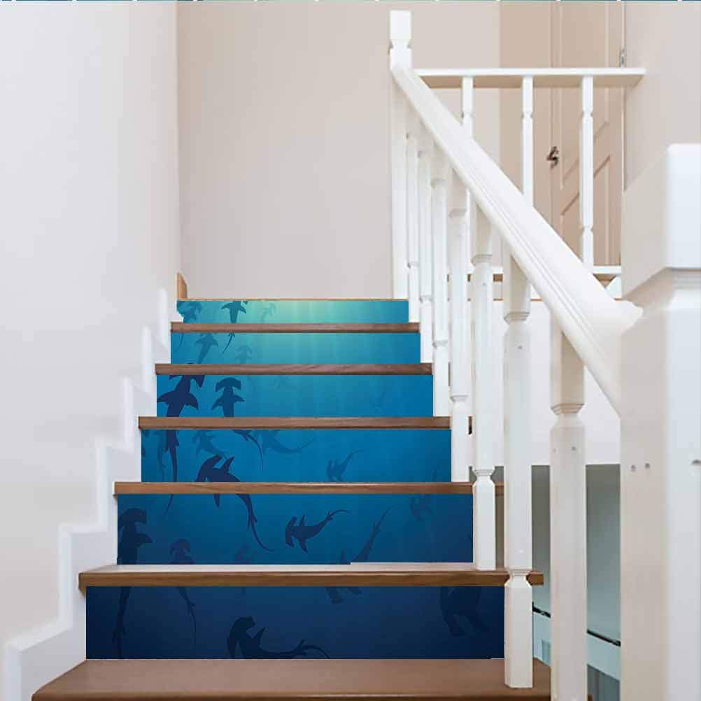 Amazon.com : Staircase Stickers PVC Removable Stair Riser Decor, Sea  Animals Decor Hammerhead Shark School Scan Ocean Danger, for Walls Kitchen  Stair Decals Home Decorations, W43.3 x H7.08 Inch x6PCS : Baby
