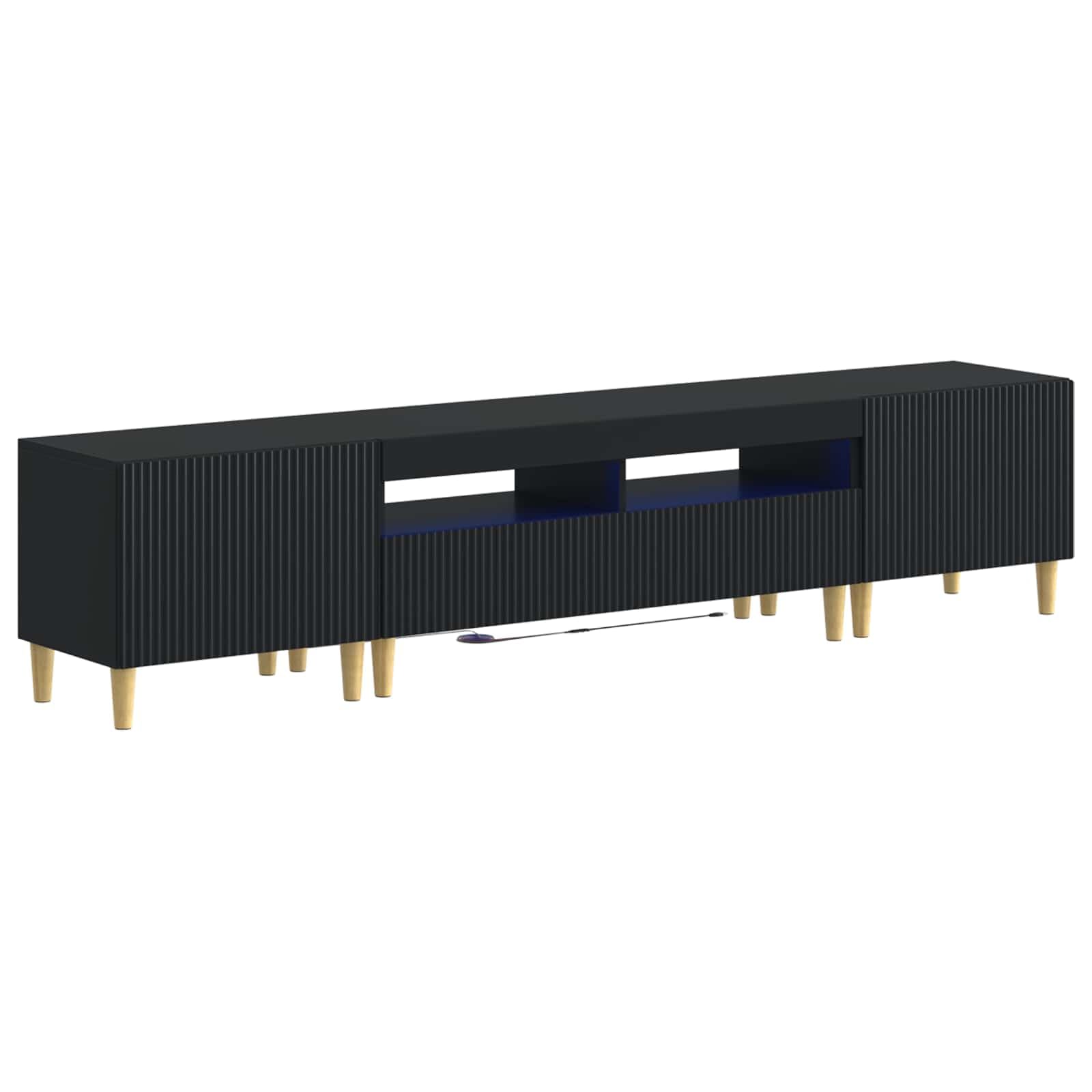 Mueble TV LED 5 Piezas Negro Madera Ingenieria