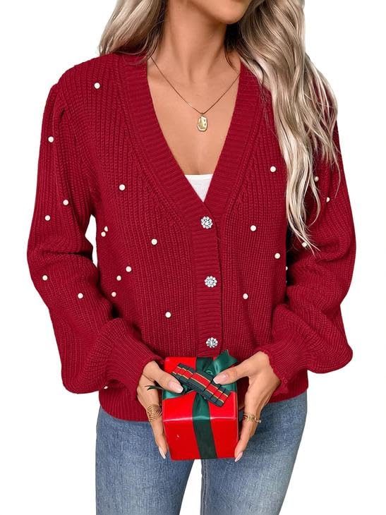 Pearl Embellished Button Up Cardigan