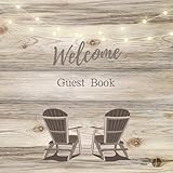 Welcome / Visitor Sign-in book for Airbnb, Beach House, Cottage, Cabin, Vacation Rental, Bed & Breakfast, or Guest Home: Theme - Wood Boards / Chairs