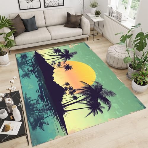 Tapis moquette de salon douce silhouette tropicale et palmier - 2
