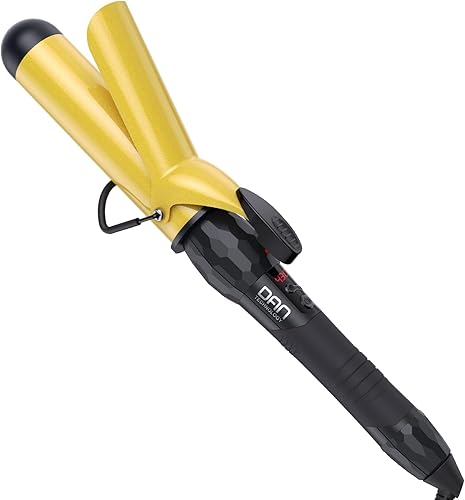 DAN Technology Rizador de pelo de cerámica turmalina de 1.5 pulgadas con pantalla LCD, para peluquería, peluquería, peluquería, calentamiento