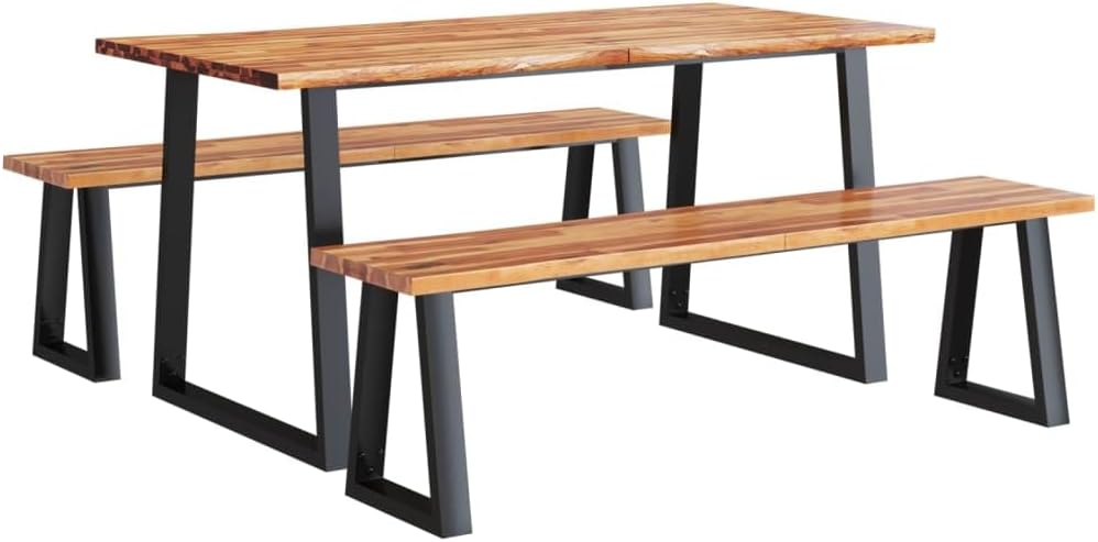 vidaXL Dining Set Acacia Wood Solid Acacia Wood Medium Durable