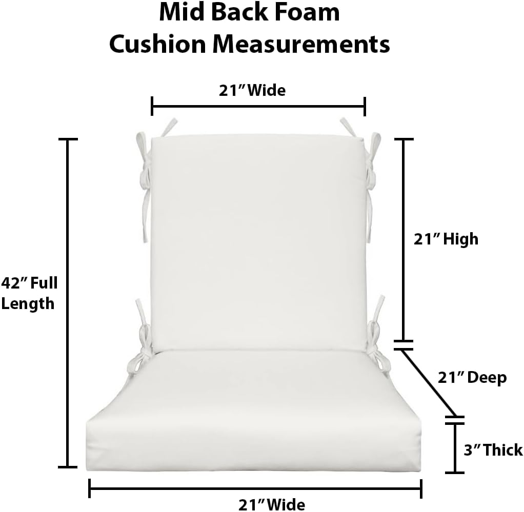 RSH Décor Foam Mid Back Seat Cushion – 42" x 21" x 3" | Hunter Green & White Stripe | Outdoor Patio Chair Replacement Cushion | All-Weather Spun Polyester, Fade & Water Resistant, Made in USA