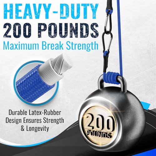 Image of GOEASY0312 12 inch 18 inch 24 inch Bungee Cords with Hooks Heavy Duty 6pcs (Blue) | 12 inch, 18 inch, 24 inch UV Resistant Bungee Cords with Carabiner Hooks for Outdoors, 200 LBS Max Break Strength - 6PCS (Blue)