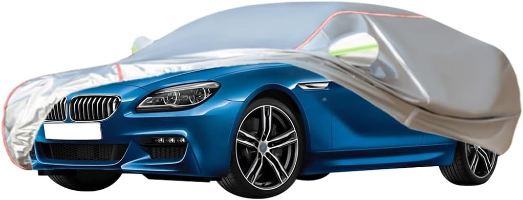 WOLWES Car Cover Are Suitable For BMW 6 Series 620/630/640/645/650 All-weather Windproof, Snowproof, Rainproof, UV-protected And Breathable All-season Universal With Side Door Zip Oxford Cloth Car Cov