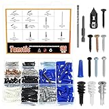 Tanstic 202Pcs Self Drilling Drywall Anchors and Screws Kit, 100pcs Plastic and Metal Wall Anchors and 100pcs Screws with 1pcs Drill Bit and 1pcs Screwdriver Bit for Drywall Concrete Brick
